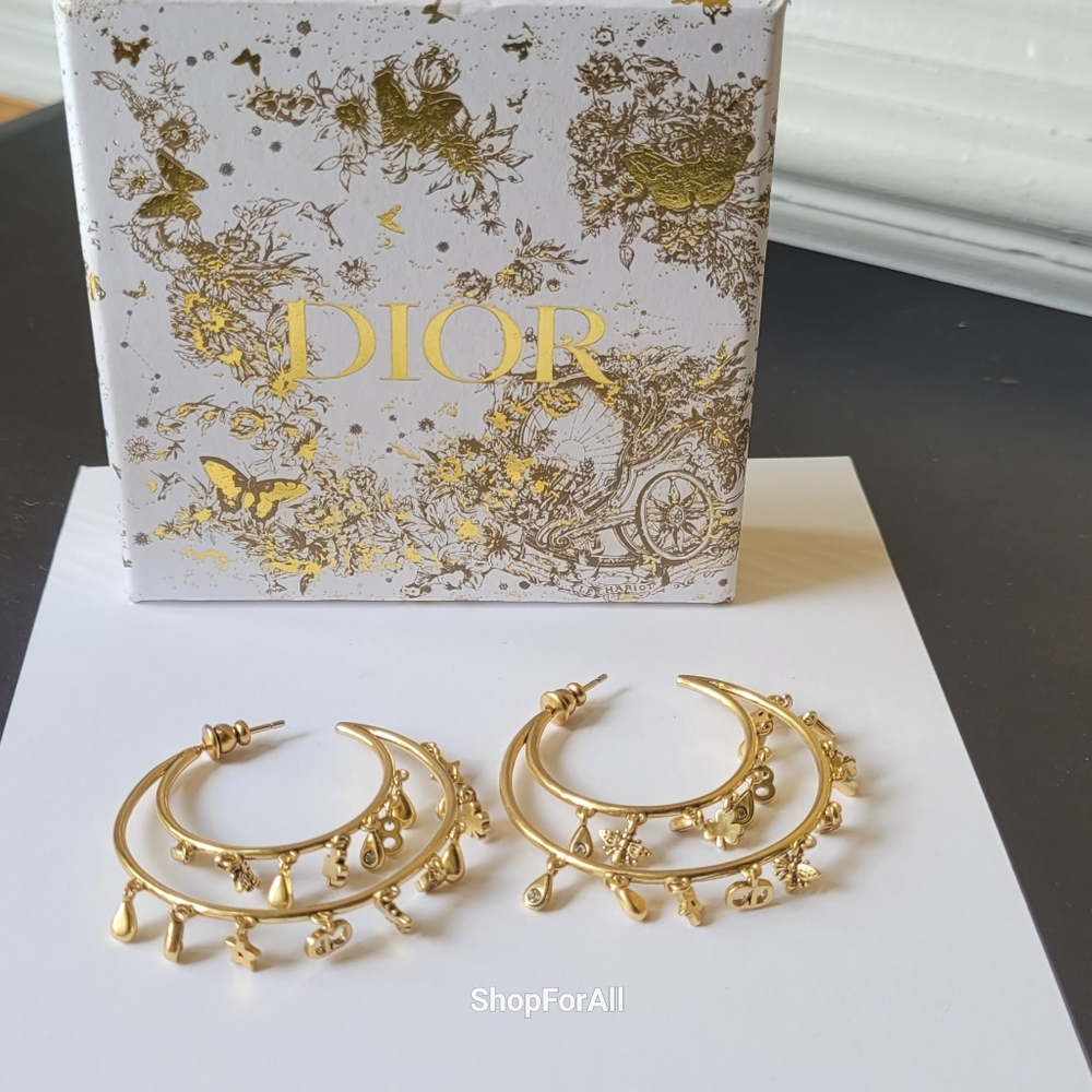 Dior Gold Crescent Moon  Chram Earrings - Picture 11 of 12